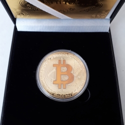 Сувенирна монета Bitcoin в кутия